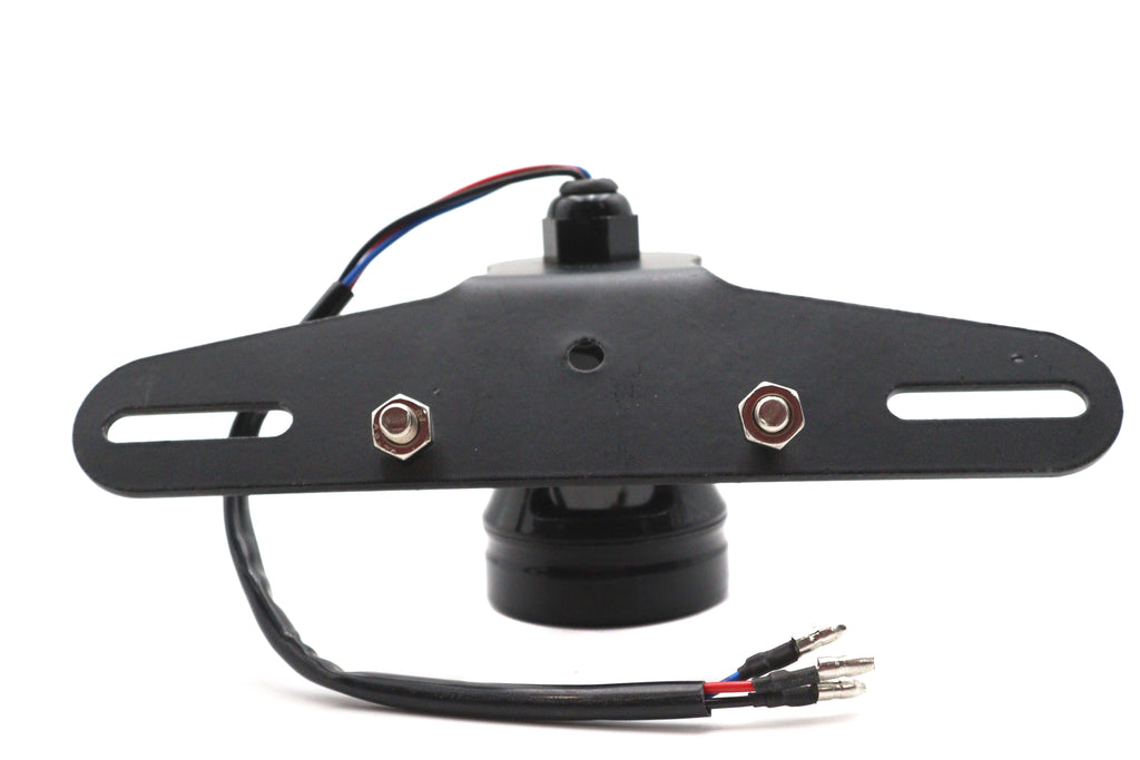 Round LED Fender Mount Tail Lamp Black with Blue Dot