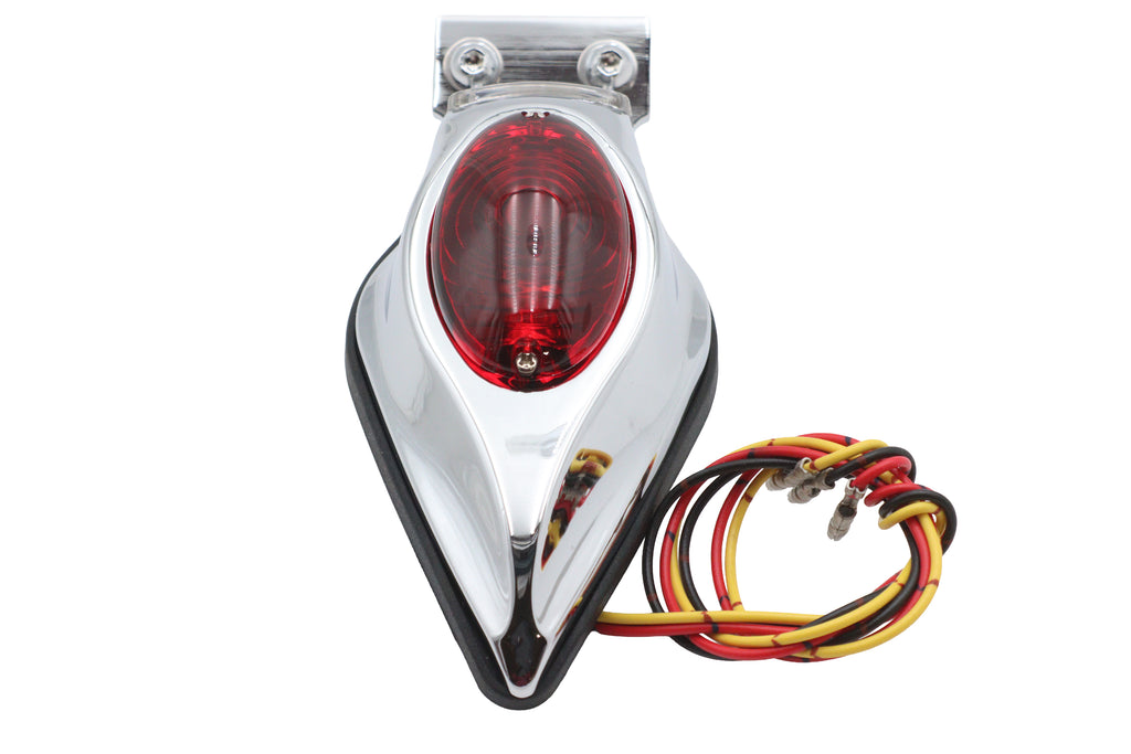 Chrome Teardrop Bulb Tail Lamp Assembly with Red Lens