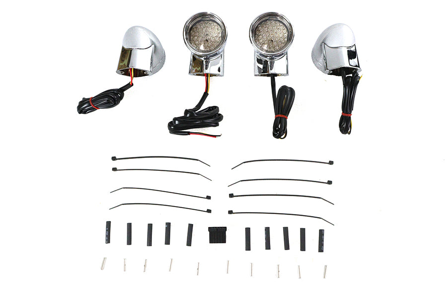 Chrome Revox Bullet LED Turn Signal Lamp Kit
