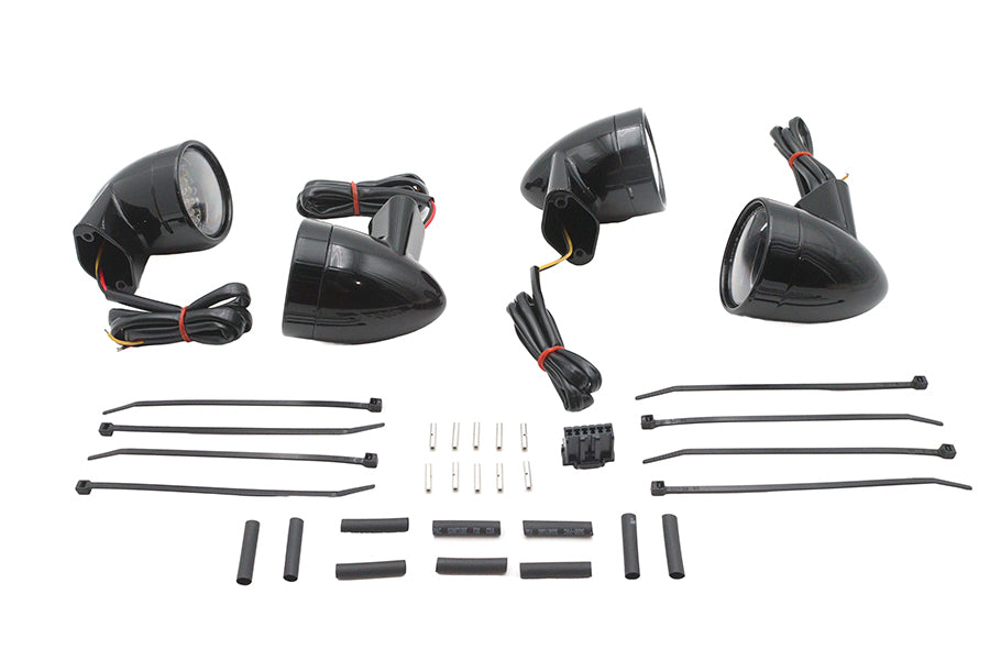 Black Revox Bullet LED Turn Signal Lamp Kit