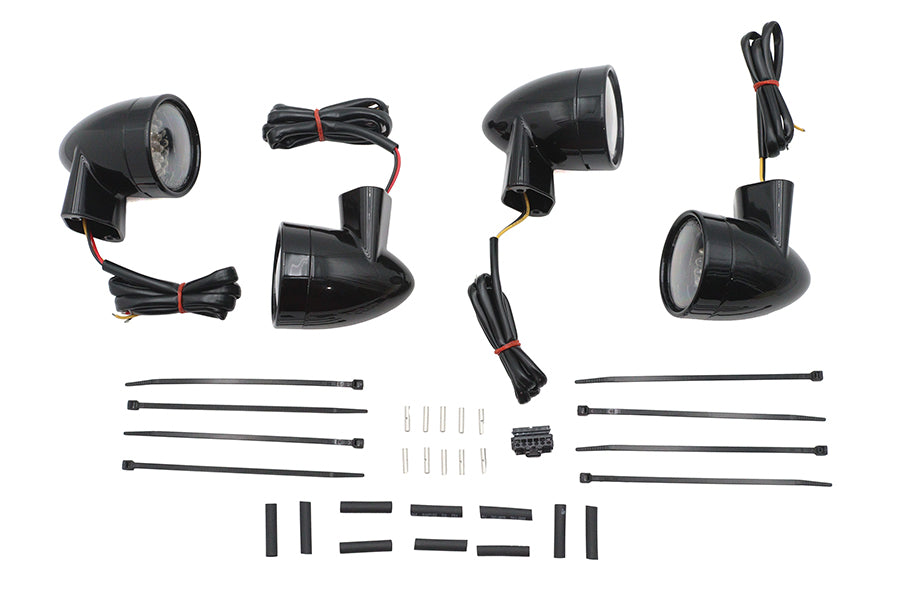 Black Revox Bullet LED Turn Signal Lamp Kit