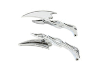 Load image into Gallery viewer, Crescent Mirror Set with Billet Flame Stems