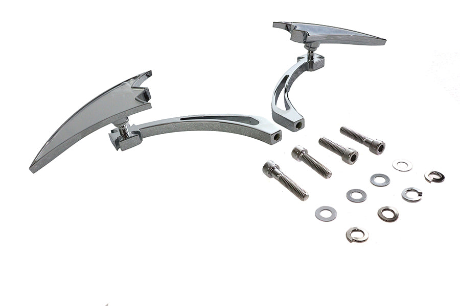 Chrome Crescent Mirror Set with Billet Cross Head Stems