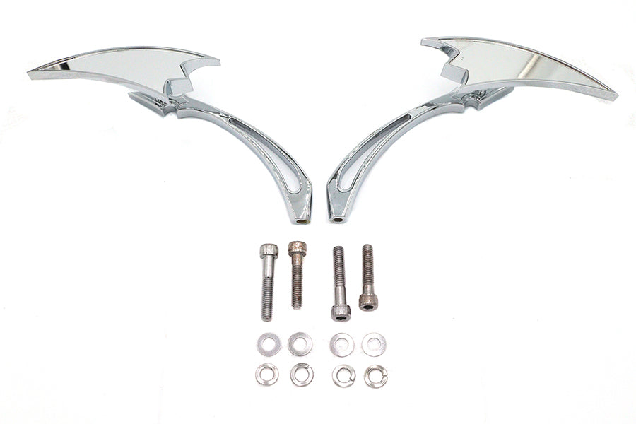 Chrome Crescent Mirror Set with Billet Spear Stems