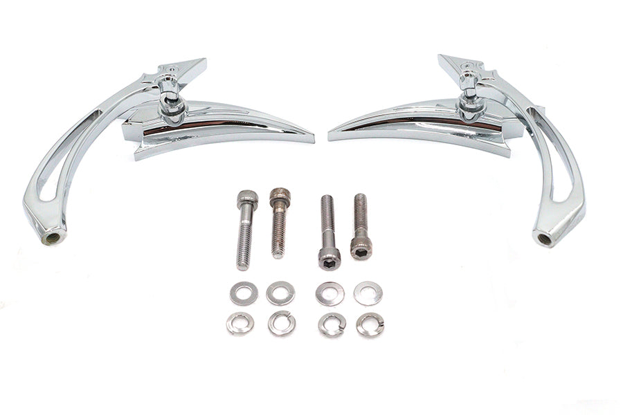 Chrome Crescent Mirror Set with Billet Spear Stems