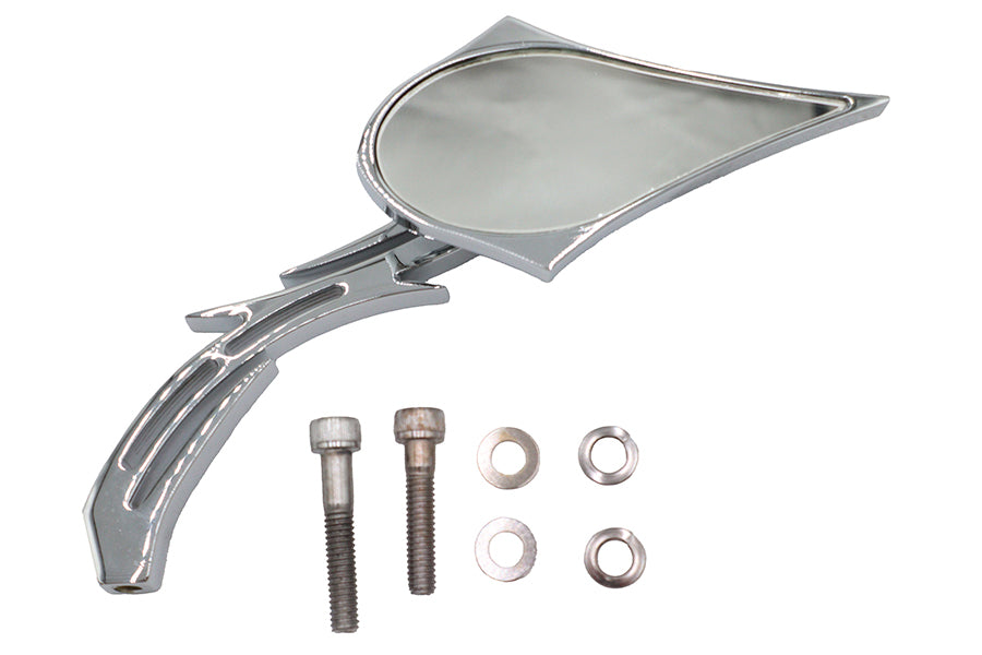 Chrome Spike Oval Mirror with Billet Skull Stem