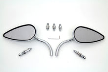 Load image into Gallery viewer, Teardrop Mirror Set with Billet Long Stems Chrome