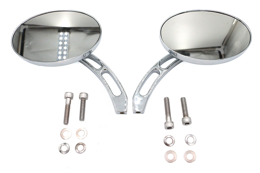 Oval Mirror Set with Billet 3 Slot Stem Chrome