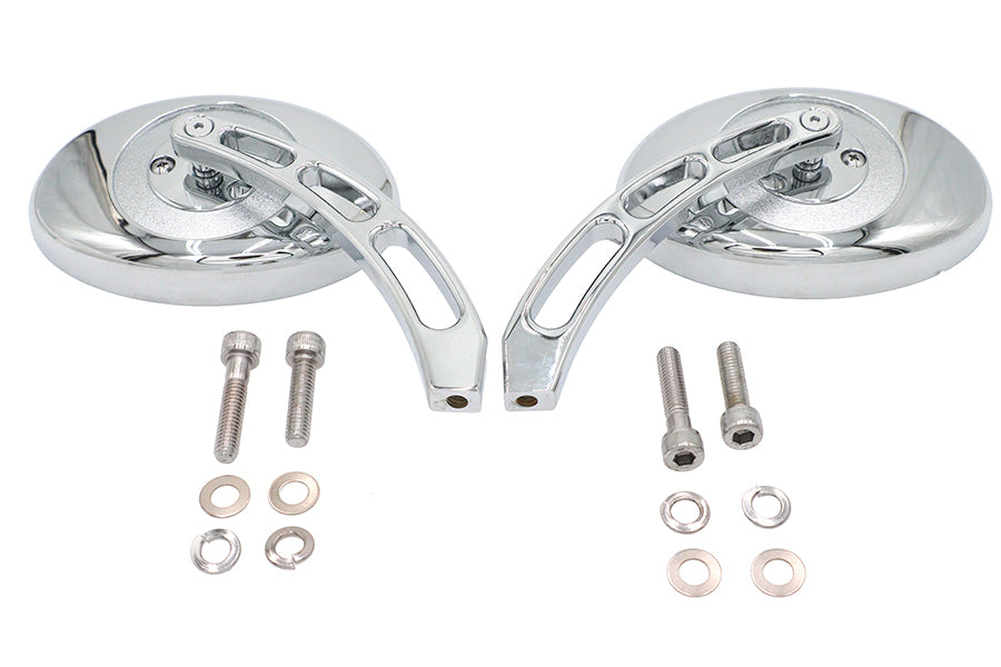 Oval Mirror Set with Billet 3 Slot Stem Chrome