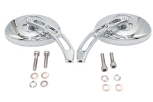 Load image into Gallery viewer, Oval Mirror Set with Billet 3 Slot Stem Chrome
