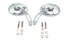 Load image into Gallery viewer, Oval Mirror Set with Billet 3 Slot Stem Chrome