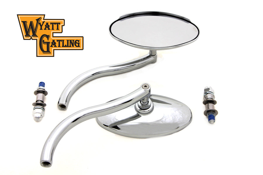 Wyatt Gatling Chrome Oval Mirror Set with Contour Round