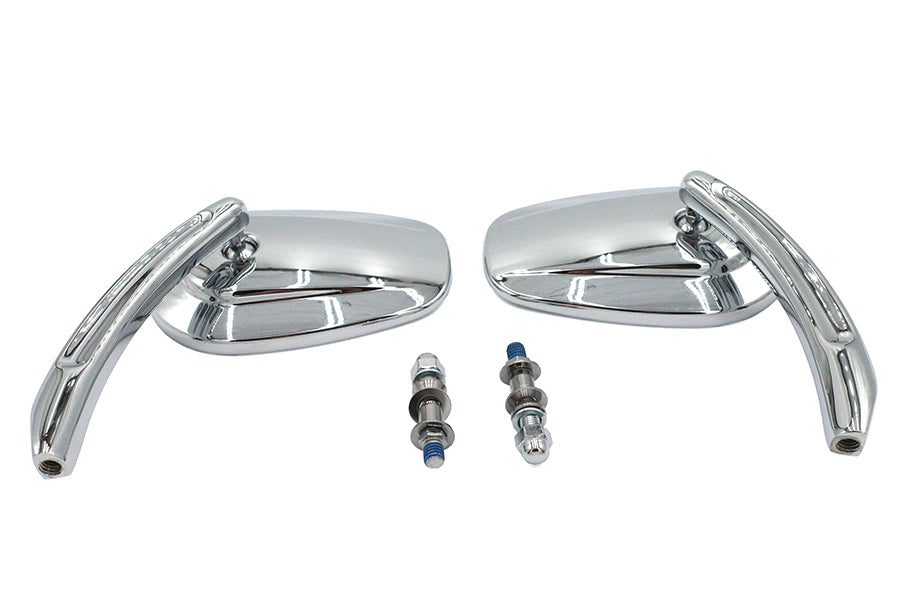 Rectangle Taper Mirror Set with Billet Stems Chrome