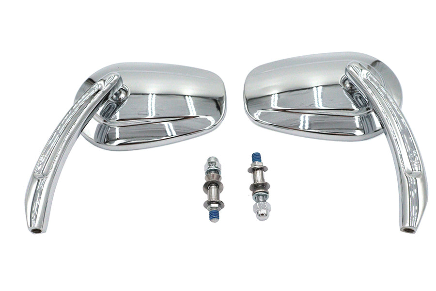 Rectangle Taper Mirror Set with Billet Stems Chrome