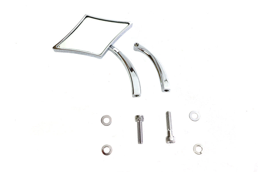 Diamond Mirror with Billet Stem Chrome