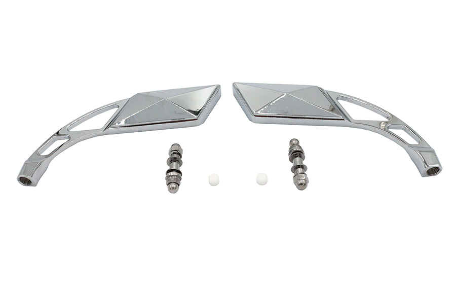 Parallelogram Mirror Set with Billet Slotted Stem Chrome