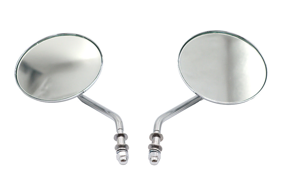 4-1/2 inch Round Mirror Set with Round Stock Stems Chrome