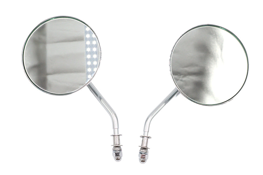 4-1/2 inch Round Mirror Set with Round Stock Stems Chrome