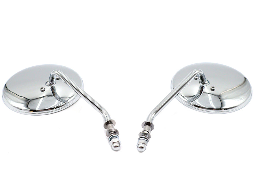 4-1/2 inch Round Mirror Set with Round Stock Stems Chrome