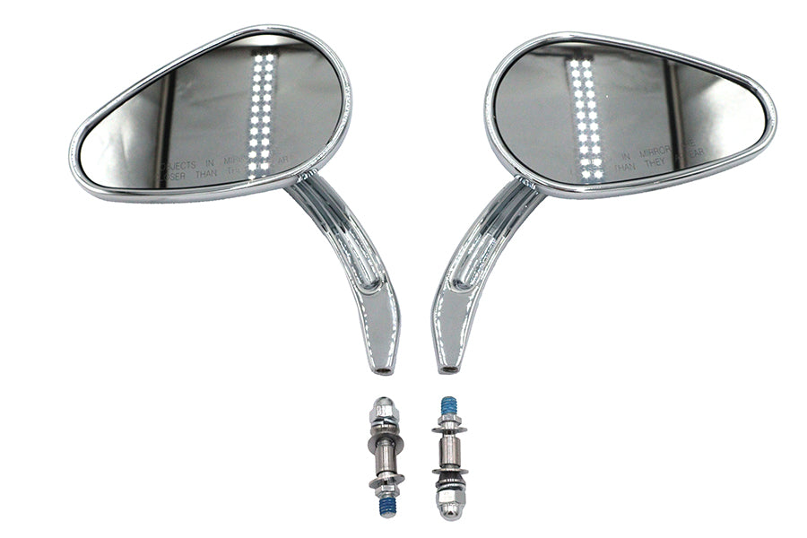 Bullet Mirror Set with Billet Sculpted Stems Chrome