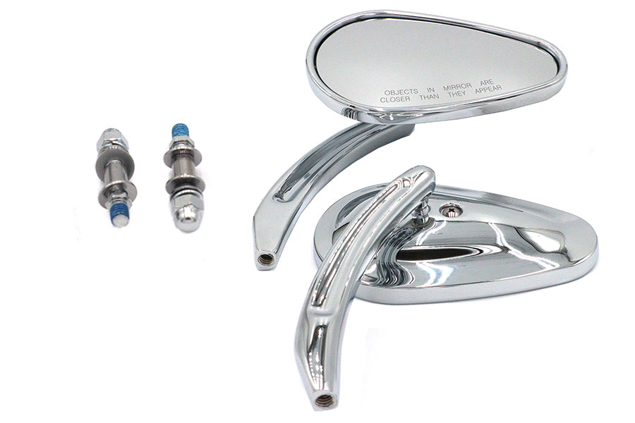 Bullet Mirror Set with Billet Sculpted Stems Chrome