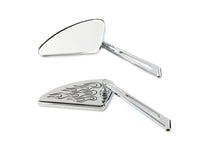 Load image into Gallery viewer, Flame Teardrop Mirror Set with Slotted Stems Chrome