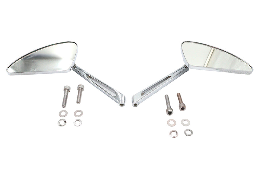 Flame Teardrop Mirror Set with Slotted Stems Chrome