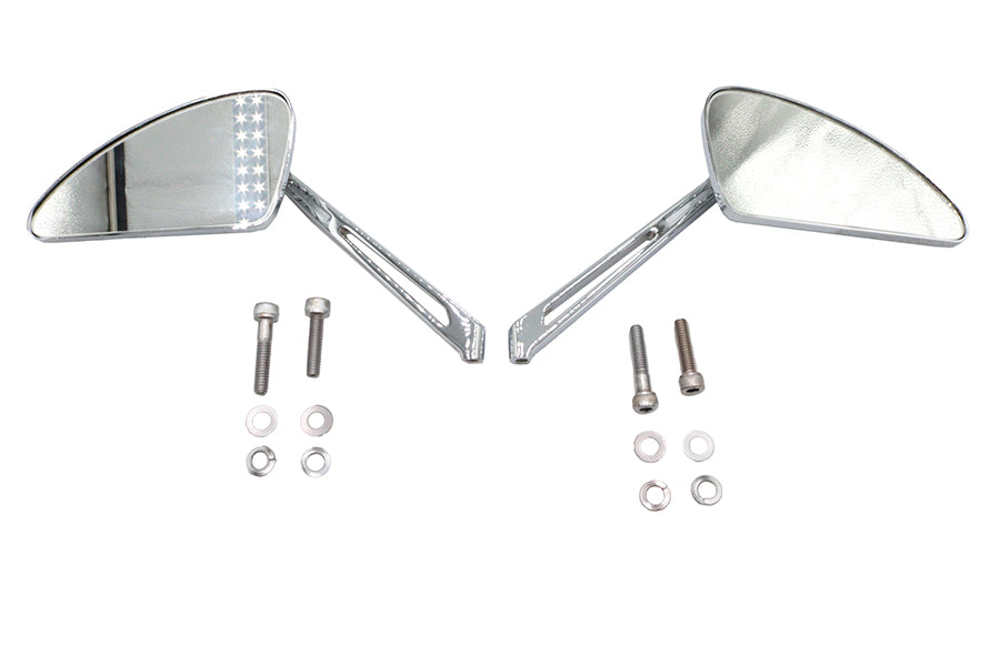 Flame Teardrop Mirror Set with Slotted Stems Chrome