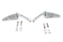 Load image into Gallery viewer, Flame Teardrop Mirror Set with Slotted Stems Chrome