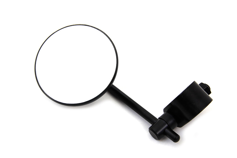 Black 3 inch Round Mini Mirror with Clamp on Stem