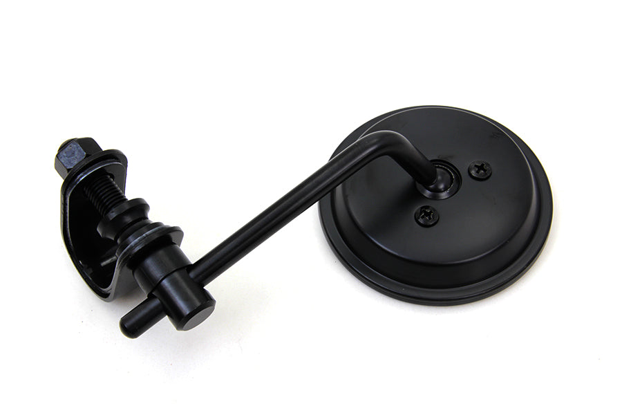 Black 3 inch Round Mini Mirror with Clamp on Stem