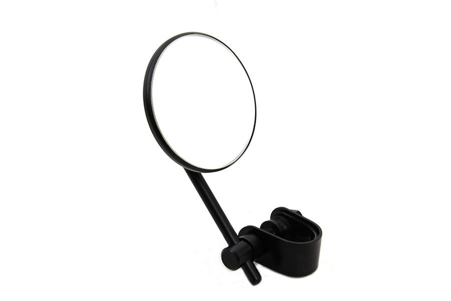 Black 3 inch Round Mini Mirror with Clamp on Stem