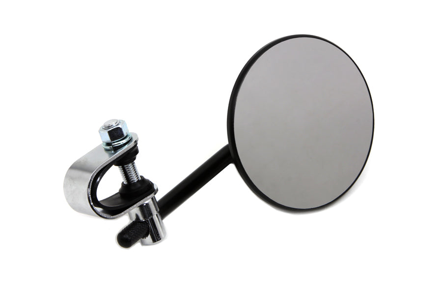 4 inch Round Mirror with Clamp Black Steel