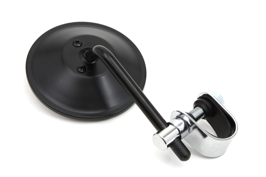 4 inch Round Mirror with Clamp Black Steel