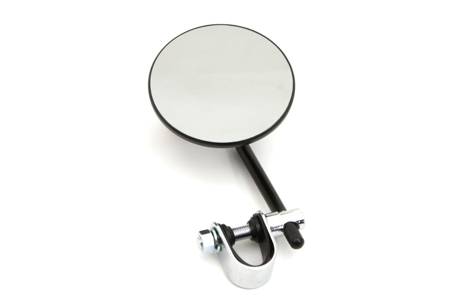 4 inch Round Mirror with Clamp Black Steel