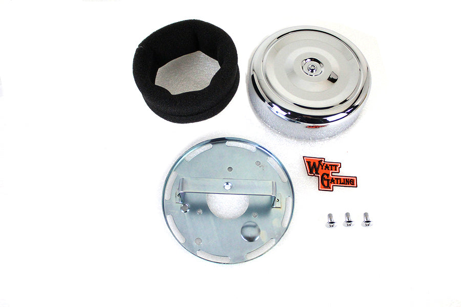 Wyatt Gatling 7 inch Round Air Cleaner Kit with Chrome Cover