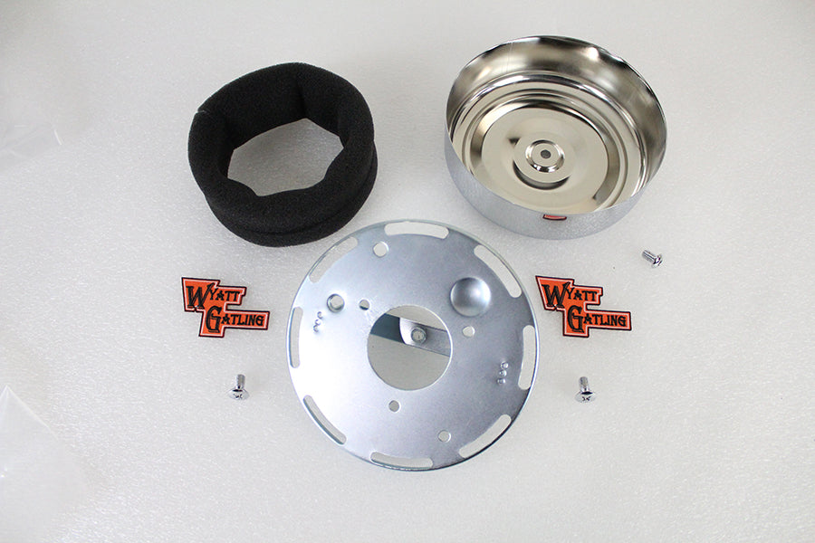 Wyatt Gatling 7 inch Round Air Cleaner Kit with Chrome Cover