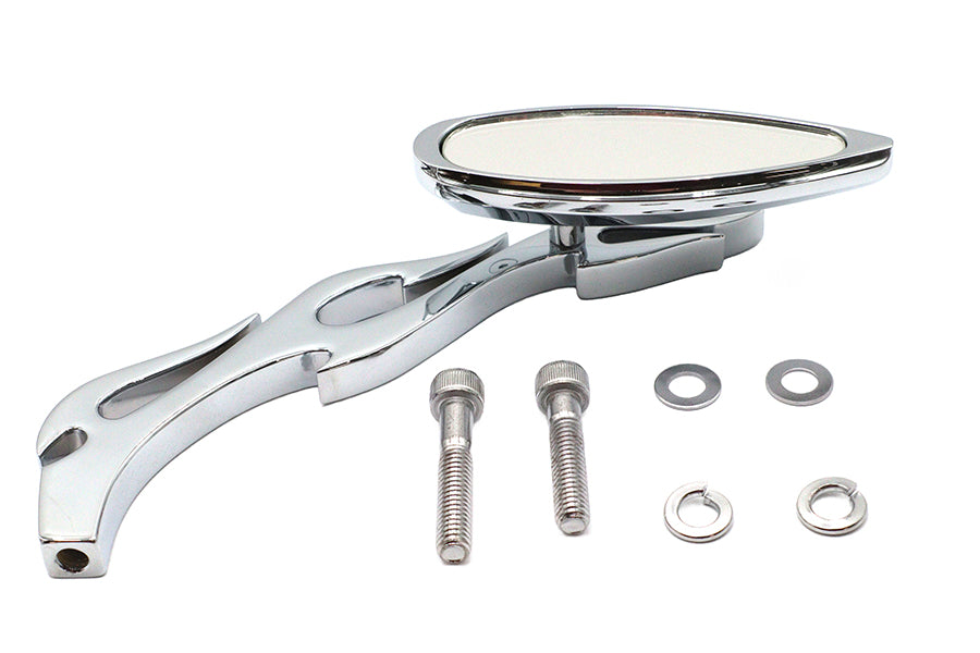 Teardrop Mirror with Billet Flame Stem Chrome