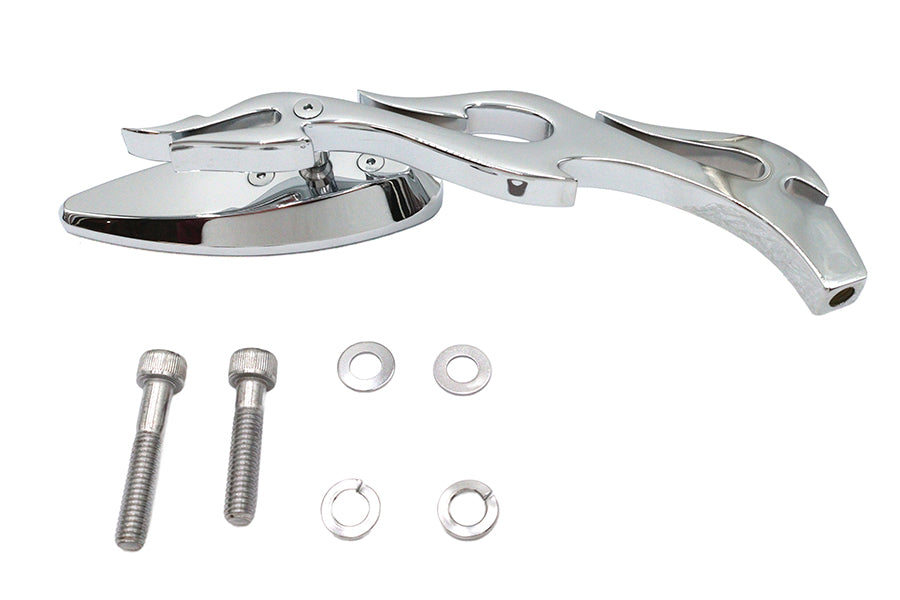 Teardrop Mirror with Billet Flame Stem Chrome