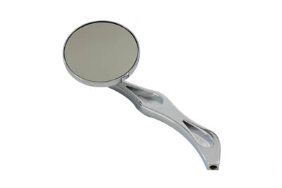 3 inch Billet Round Mirror with Billet Flame Stem