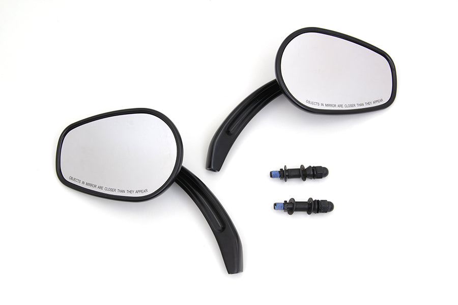 Rectangle Taper Mirror Set with Billet Stems Black