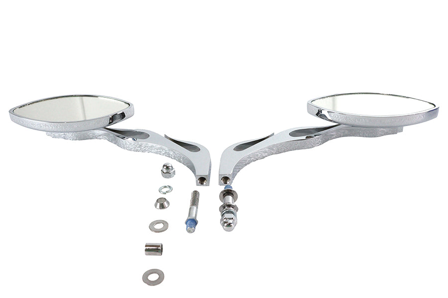 Druid Mirror Set Oval Flame Style with Billet Stem