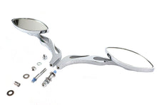 Load image into Gallery viewer, Druid Mirror Set Oval Flame Style with Billet Stem