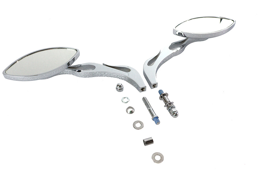Druid Mirror Set Oval Flame Style with Billet Stem