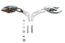 Load image into Gallery viewer, Druid Mirror Set Oval Flame Style with Billet Stem