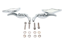Load image into Gallery viewer, Diamond Shaped Mirror Set with Billet Tri Skull Stems