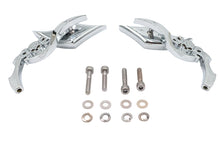 Load image into Gallery viewer, Diamond Shaped Mirror Set with Billet Tri Skull Stems