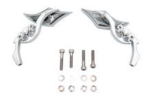 Load image into Gallery viewer, Diamond Shaped Mirror Set with Billet Tri Skull Stems