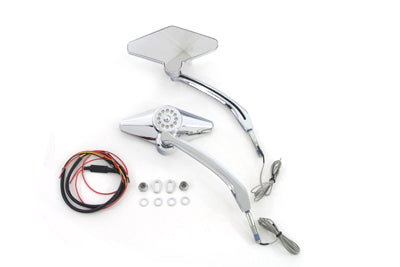 Diamond Shape Mirror Set with Billet Stems
