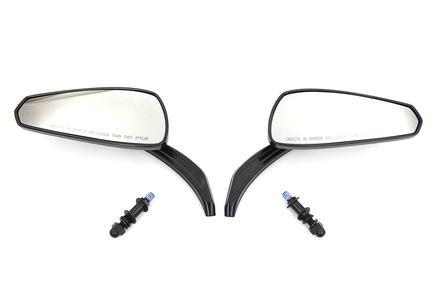 Gloss Black Tribal Teardrop Mirrors with Billet Stems